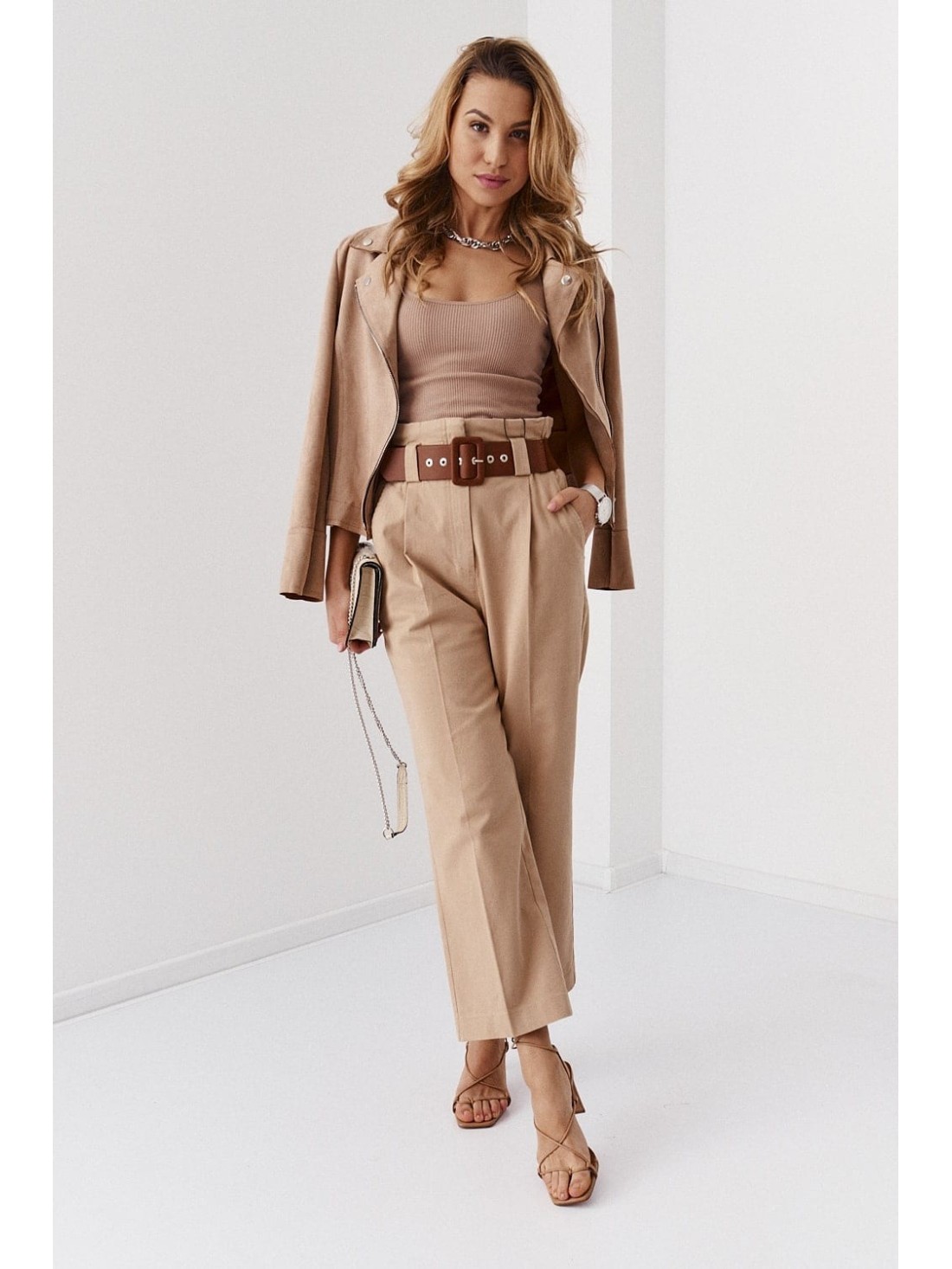 Wide trousers with an elastic band, Kamel 4946 - Online store - Boutique